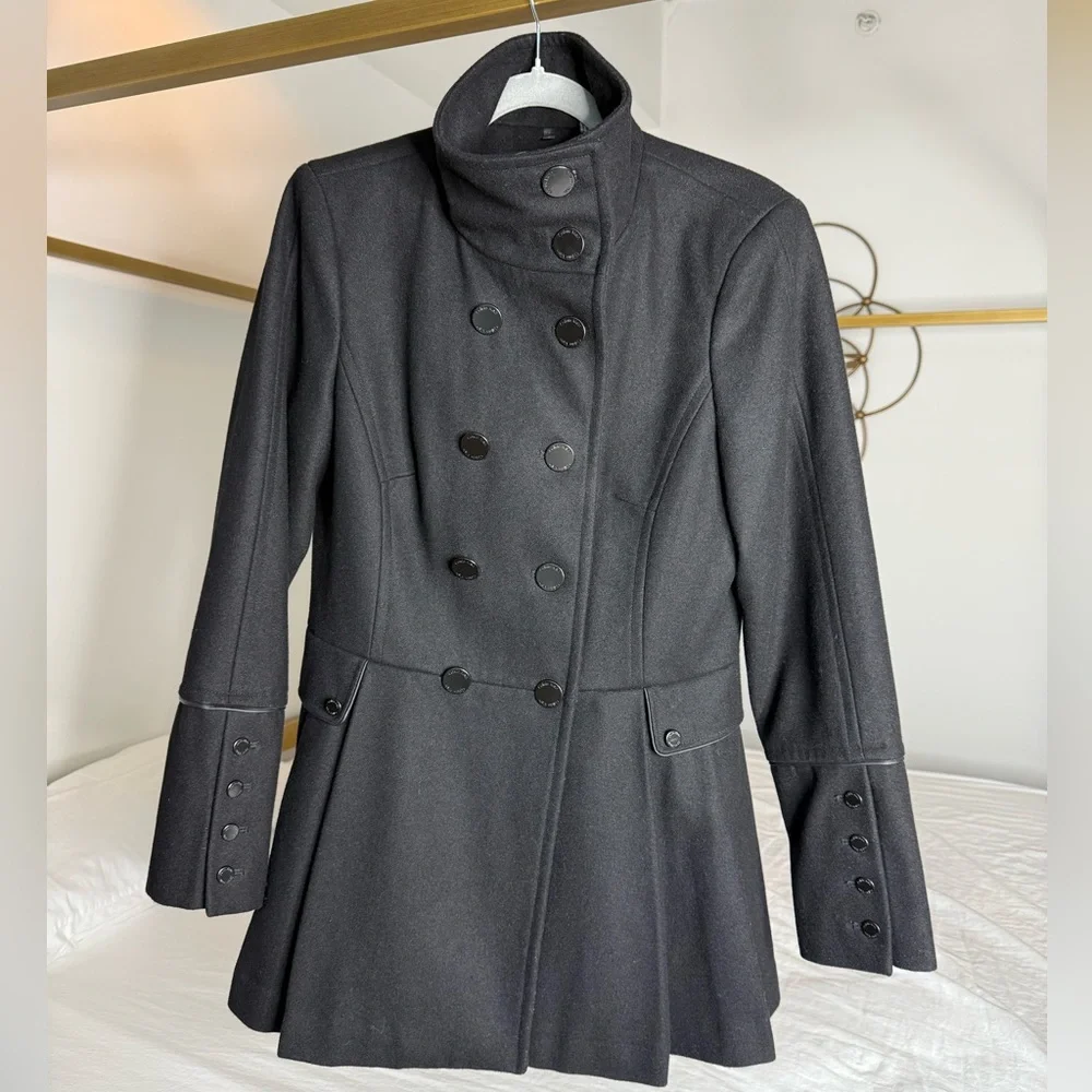 Calvin Klein Military Princess Pea Coat Womens 8 M Black Double Breasted Jacket - Picture 2 of 10